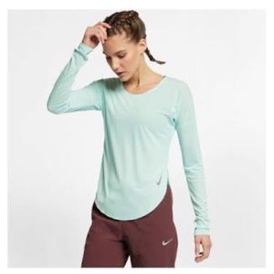 Nike City Sleek Long Sleeve Top Teal/Silver Medium